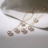 Graceful Gold Wire Pearl Earrings