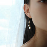 Graceful Gold Wire Pearl Earrings