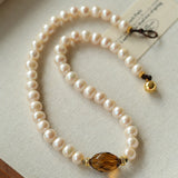 French Vintage Faceted Gemstone Pearl Necklace