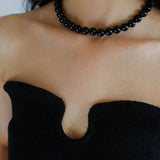 Handwoven 12mm Black Agate Stone Magnetic Clasp Necklace
