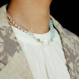 Ocean Serenity Aquamarine & Clear Quartz Magnetic Convertible Beaded Necklace