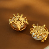Stamen Artificial Pearls Stud Earrings