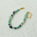 Multiple Irregular Colored Agates Jade Bracelet-Blue