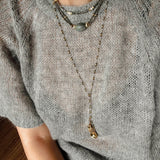 French Vintage Faceted Gemstone Double-Layer Gold Ore Necklace