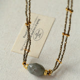 French Vintage Faceted Gemstone Double-Layer Gold Ore Necklace
