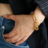 Retro Frosted Square Chain Bracelet - Gold