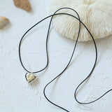 Leather Rope Love Heart Pendant Necklace - Silver