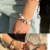 Colorful Beads & Baroque Pearls Twisted Chain Bracelet