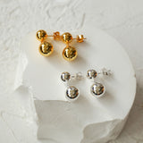 Large and Small Metal Beads Earrings - Sterling Silver