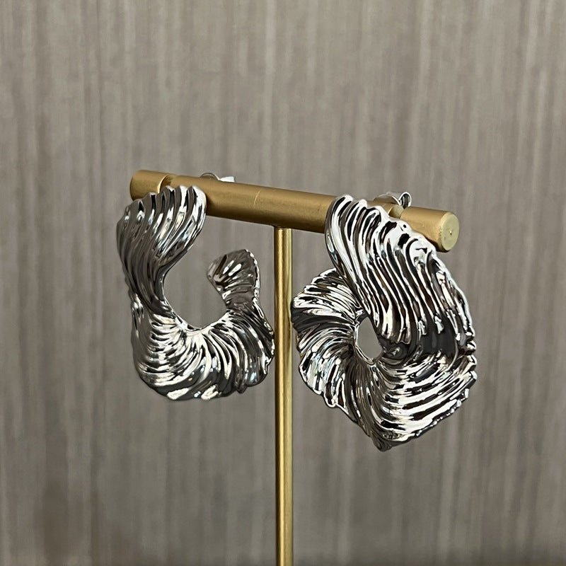 Abstract Wave Texture Statement Earrings - floysun