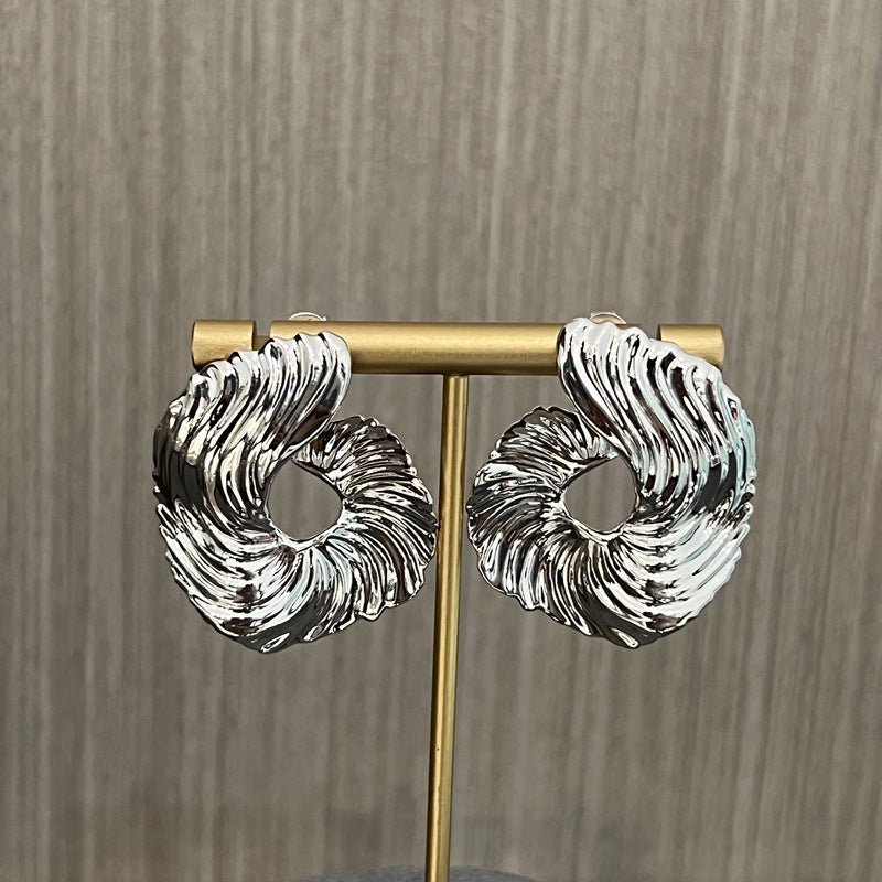 Abstract Wave Texture Statement Earrings - floysun