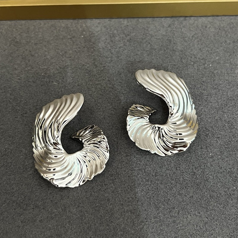 Abstract Wave Texture Statement Earrings - floysun
