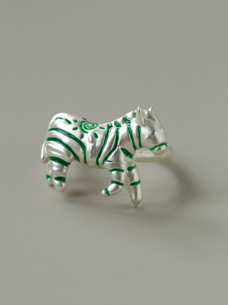 Adjustable Zebra Enamel Open Ring - floysun