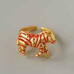 Adjustable Zebra Enamel Open Ring - floysun