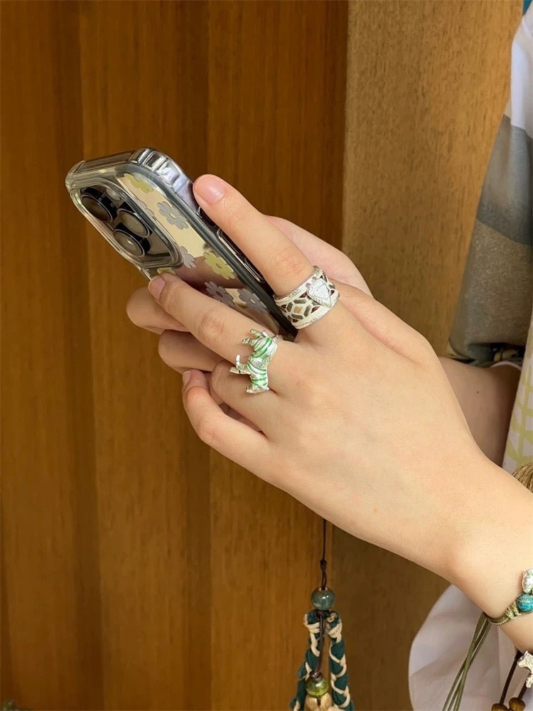 Adjustable Zebra Enamel Open Ring - floysun