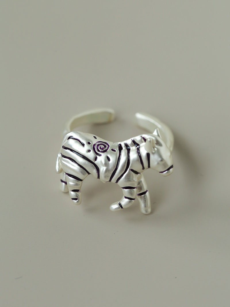 Adjustable Zebra Enamel Open Ring - floysun