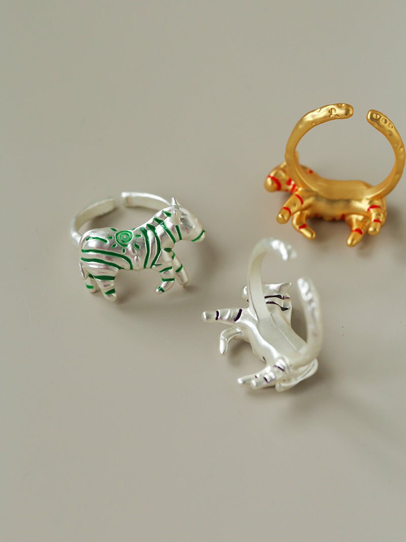 Adjustable Zebra Enamel Open Ring - floysun