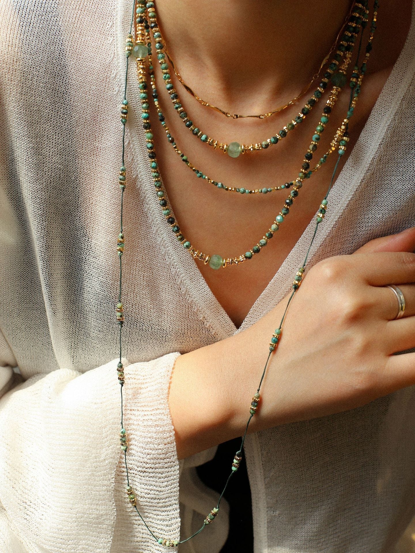 African Turquoise Beaded Necklace - floysun