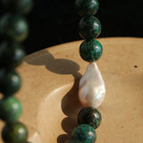 African Turquoise & Natural Baroque Pearl Necklace - floysun