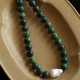 African Turquoise & Natural Baroque Pearl Necklace - floysun