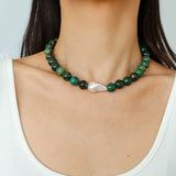 African Turquoise & Natural Baroque Pearl Necklace - floysun