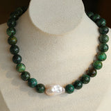 African Turquoise & Natural Baroque Pearl Necklace - floysun