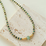 African Turquoise Necklace with Green Strawberry Quartz Accent Style A - floysun