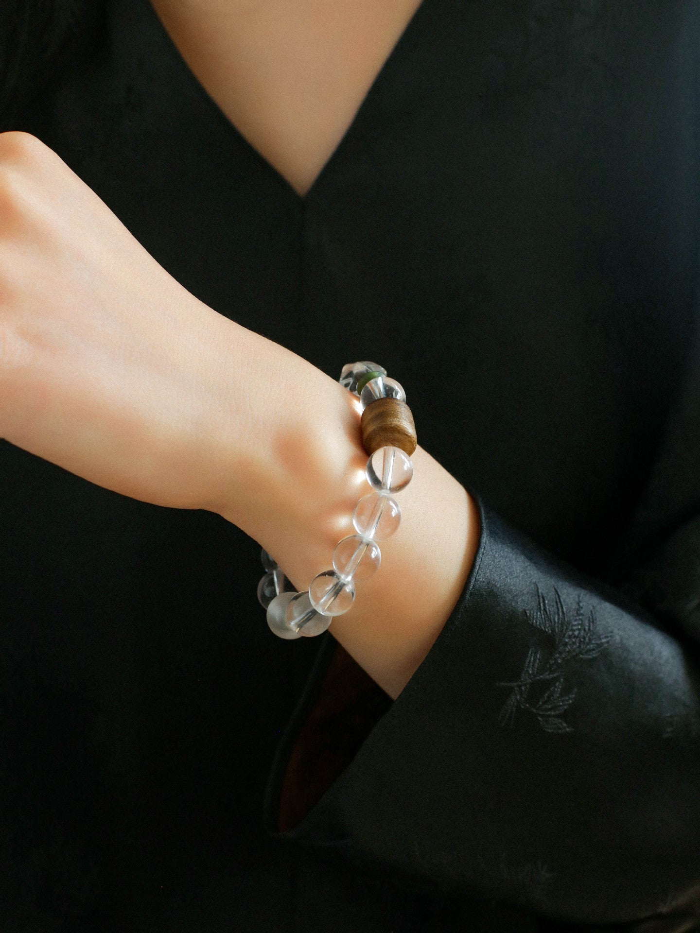 Agarwood Beads White Crystal Citrine Stretch Bracelet - floysun