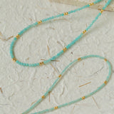 Amazonite and Gold Bean Beaded Necklace - floysun
