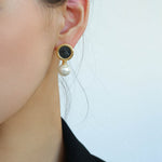 Ancient Greek Retro 925 Silver Coin Pearl Stud Earrings - Type H I - floysun