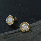Ancient Greek Retro 925 Silver Coin Stud Earrings - Type C - floysun