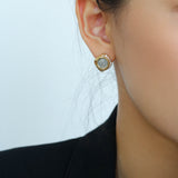 Ancient Greek Retro 925 Silver Coin Stud Earrings - Type D - floysun