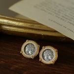 Ancient Greek Retro 925 Silver Coin Stud Earrings - Type D - floysun