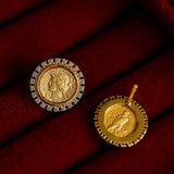 Ancient Greek Retro 925 Silver Coin Stud Earrings - Type E - floysun
