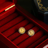 Ancient Greek Retro 925 Silver Coin Stud Earrings - Type E - floysun
