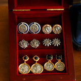 Ancient Greek Retro 925 Silver Coin Stud Earrings - Type K - floysun
