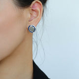 Ancient Greek Retro Blue 925 Silver Coin Stud Earrings - Type J - floysun