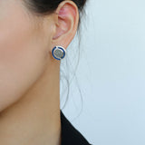 Ancient Greek Retro Blue 925 Silver Coin Stud Earrings - Type J - floysun