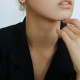 Ancient Greek Retro Blue 925 Silver Coin Stud Earrings - Type M - floysun