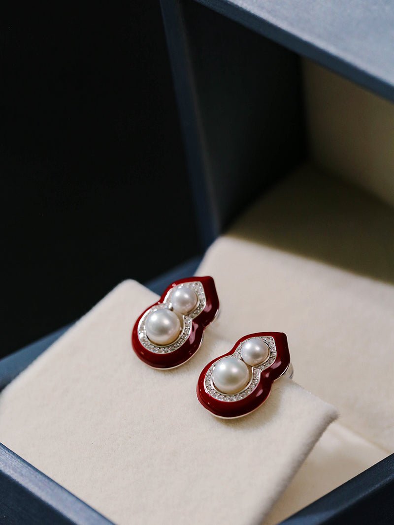 Angora Red Pearl Gourd Studs - floysun
