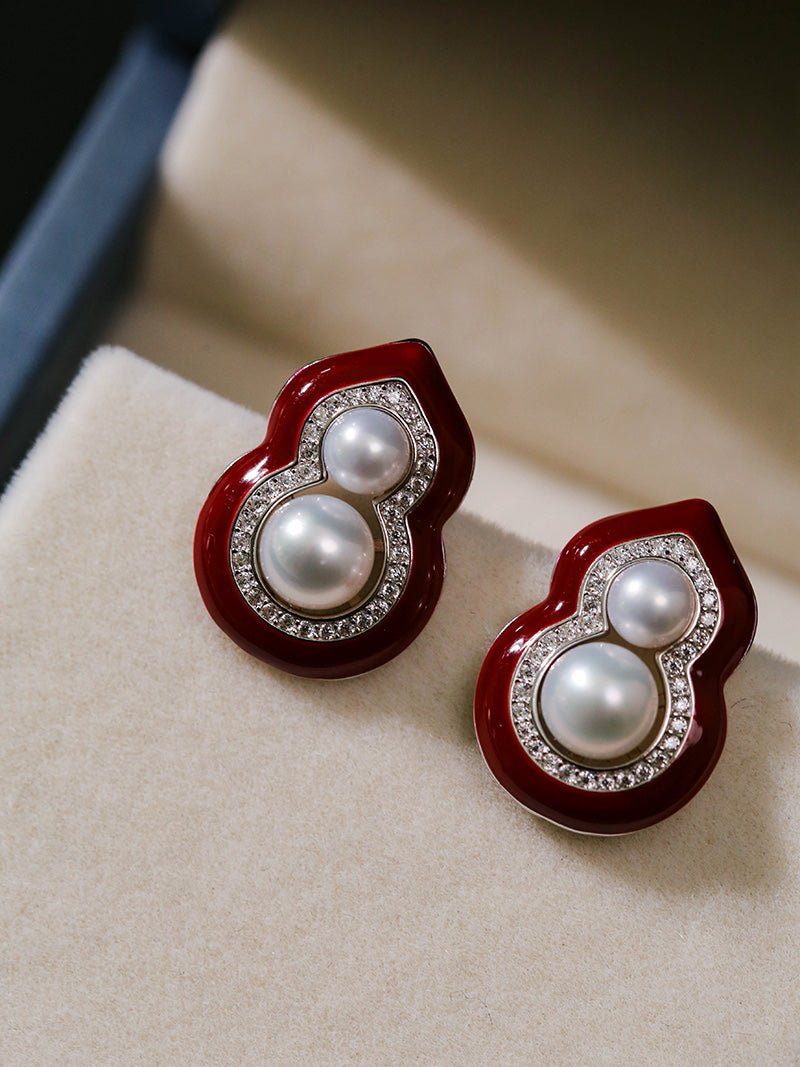 Angora Red Pearl Gourd Studs - floysun