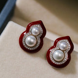 Angora Red Pearl Gourd Studs - floysun