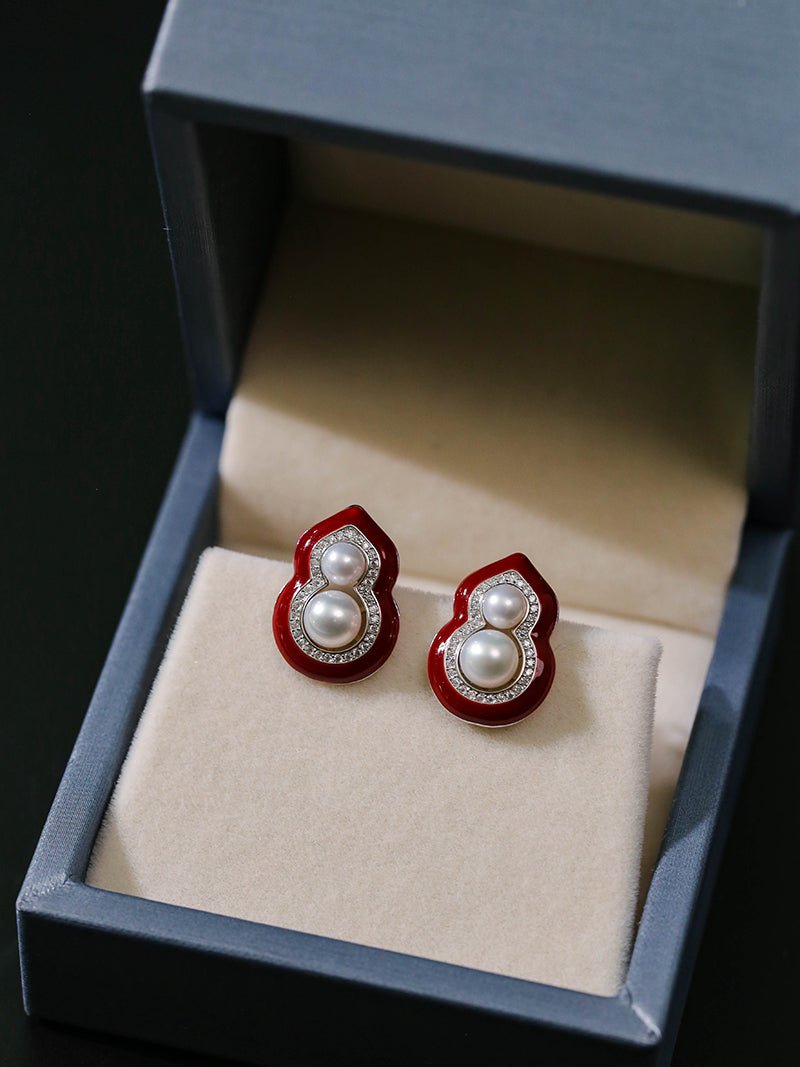 Angora Red Pearl Gourd Studs - floysun