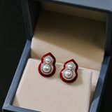 Angora Red Pearl Gourd Studs - floysun