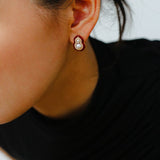 Angora Red Pearl Gourd Studs - Gold - floysun