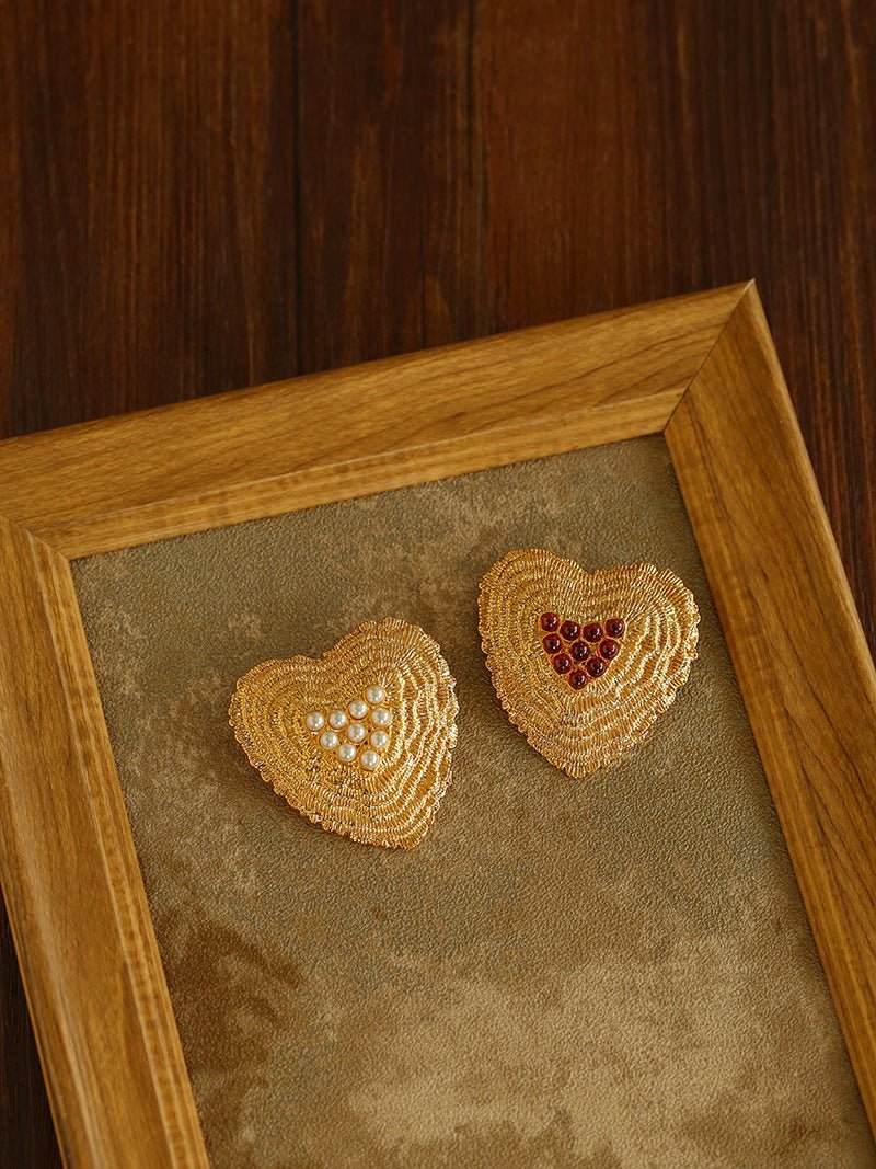 Antique Style Fashion Heart Red Agate Brooch - floysun