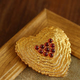 Antique Style Fashion Heart Red Agate Brooch - floysun