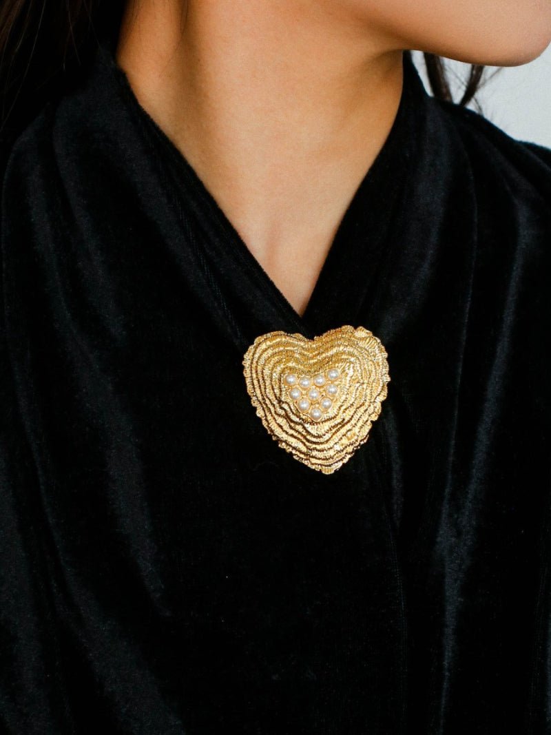 Antique Style Fashion Heart Red Agate Brooch - floysun