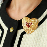 Antique Style Fashion Heart Red Agate Brooch - floysun