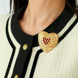 Antique Style Fashion Heart Red Agate Brooch - floysun